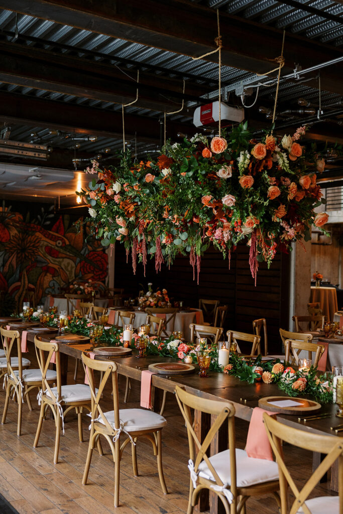fall inspired wedding florals at Fremont Foundry wedding